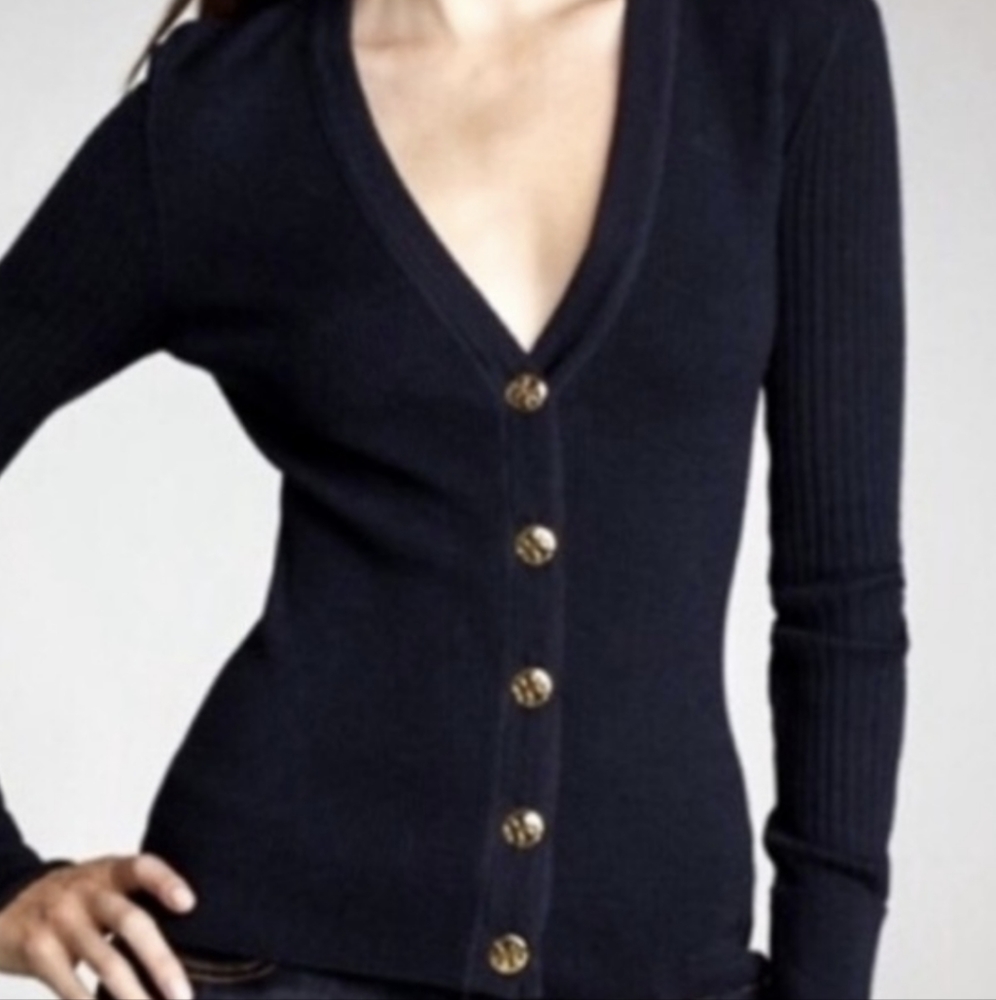 Tory Burch sz M black wool cardigan